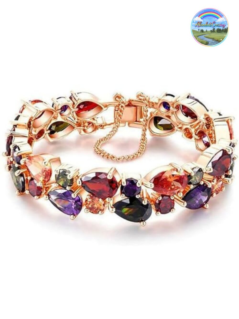 14K Rose Gold Plated Tennis Bracelet Cubic Zirconia Prong Set 8 Inch